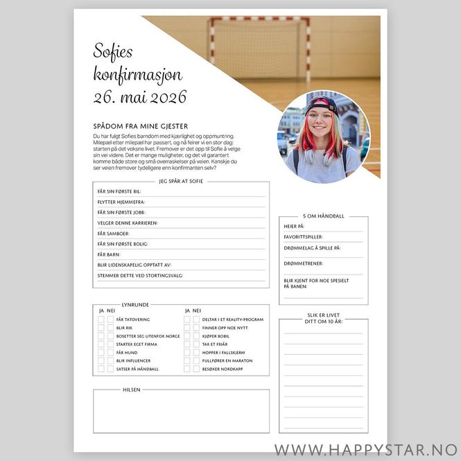 Hovedbilde Spådomsark personlig Håndball