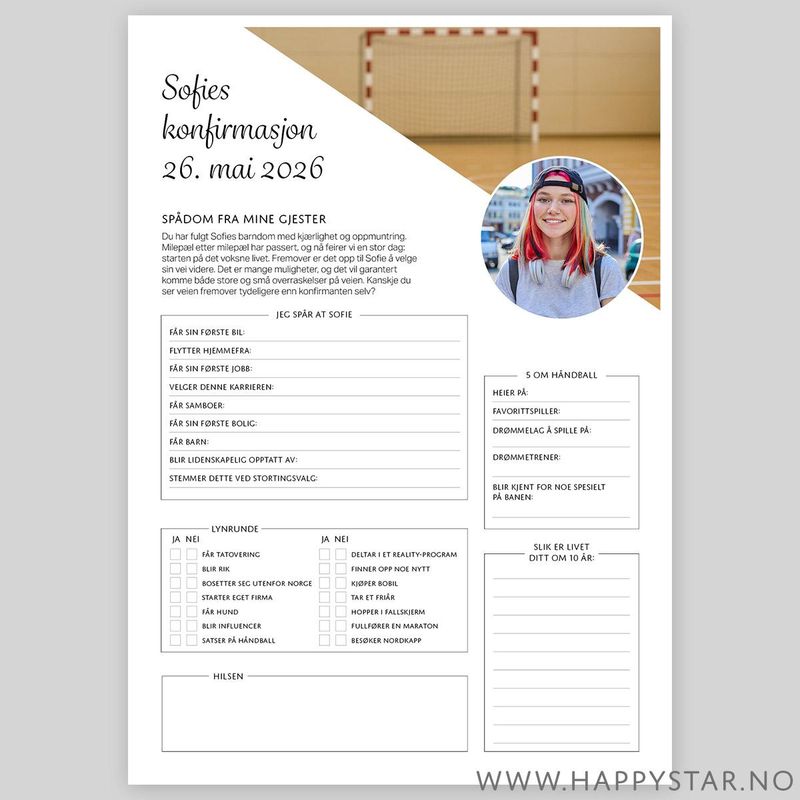 Spådomsark personlig Håndball