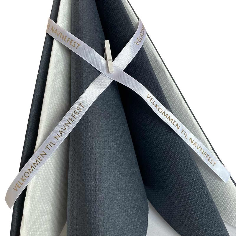 Pyntebånd: Navnefest hvit med gulltekst 10m