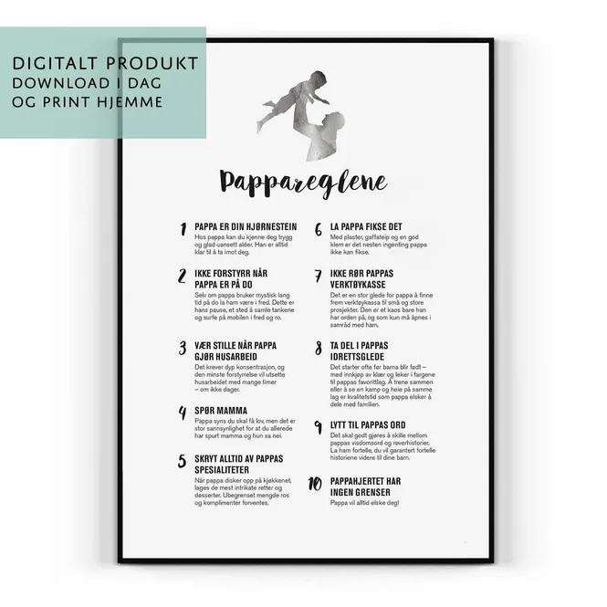 Hovedbilde Plakat: Pappareglene - Digital PDF