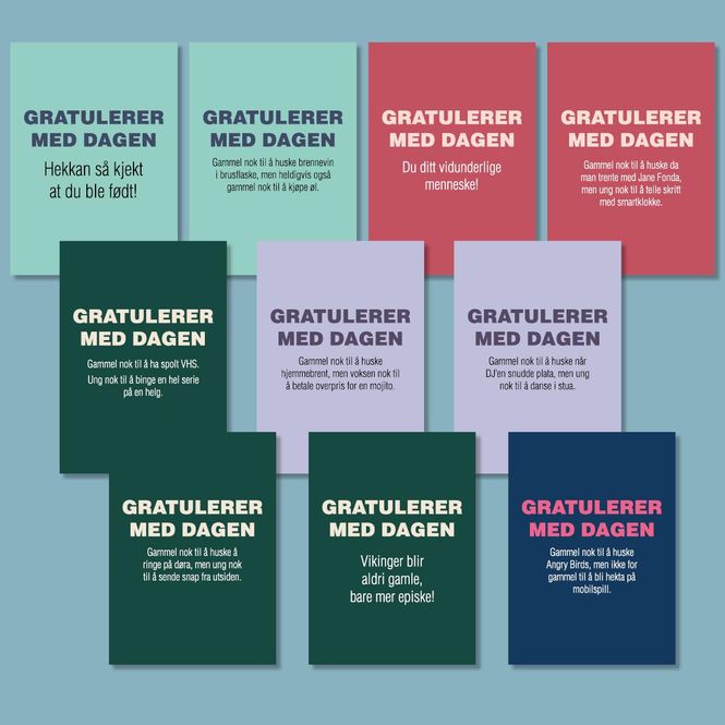 Hovedbilde 10 festlige bursdagskort - Pakke 03