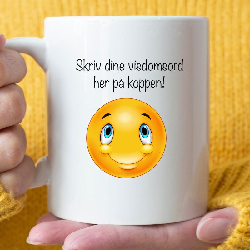 Kopp 'Din tekst med smiley' 