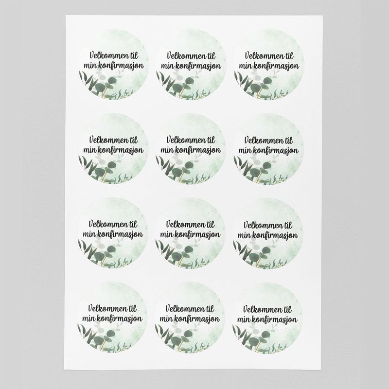 Klister 24stk - Velkommen til min konfirmasjon Eukalyptus