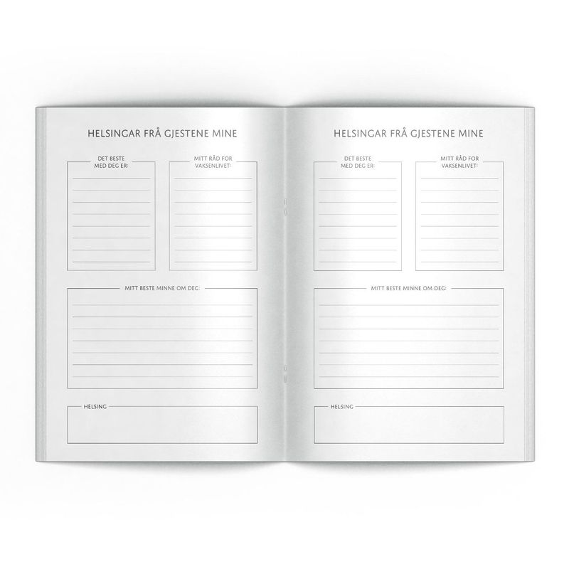 Gjestebok NYNORSK- Svart marmor med hilsensider