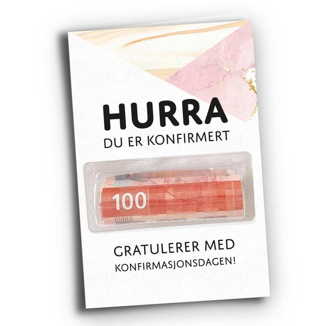 Hovedbilde Hurra du er konfirmert (rosa marmor) med ...