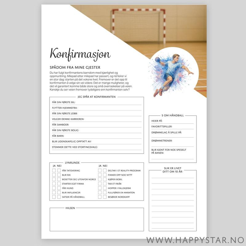 Spådomsark Håndball gutt