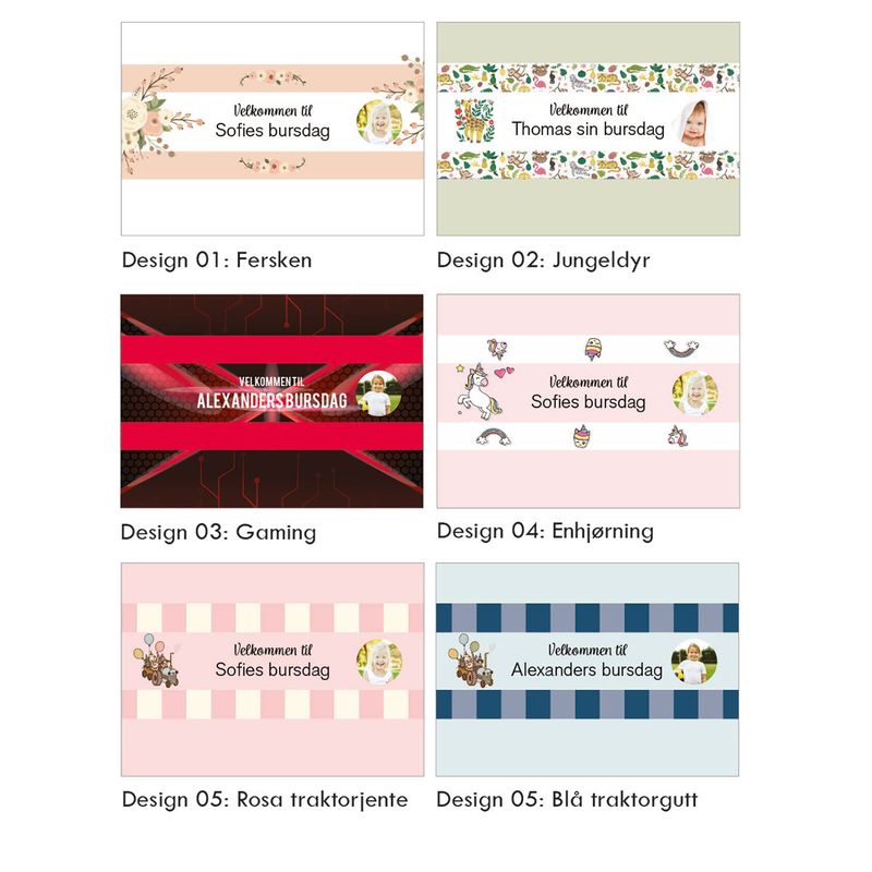 Kinder omslag bursdag med personlig bilde/tekst 