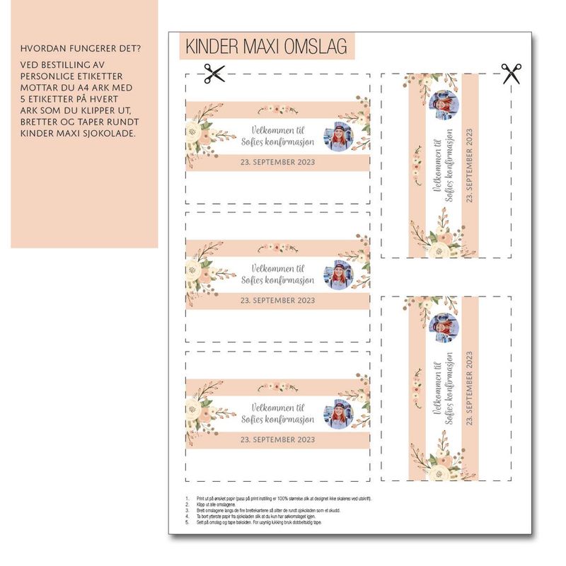 Kinder omslag bryllup med personlig bilde/tekst 